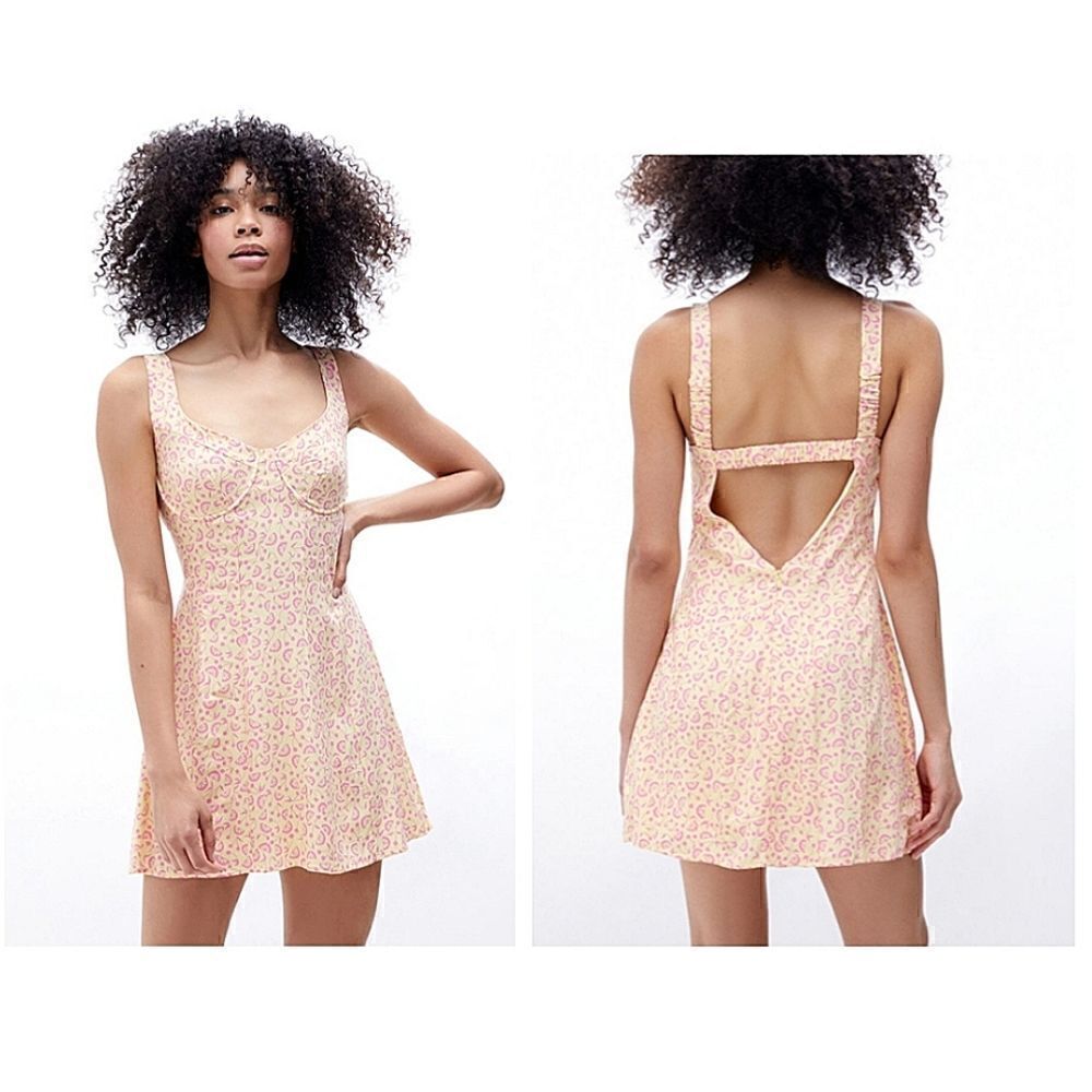 NWT PACSUN LA Hearts Corset Mini Dress Yellow S